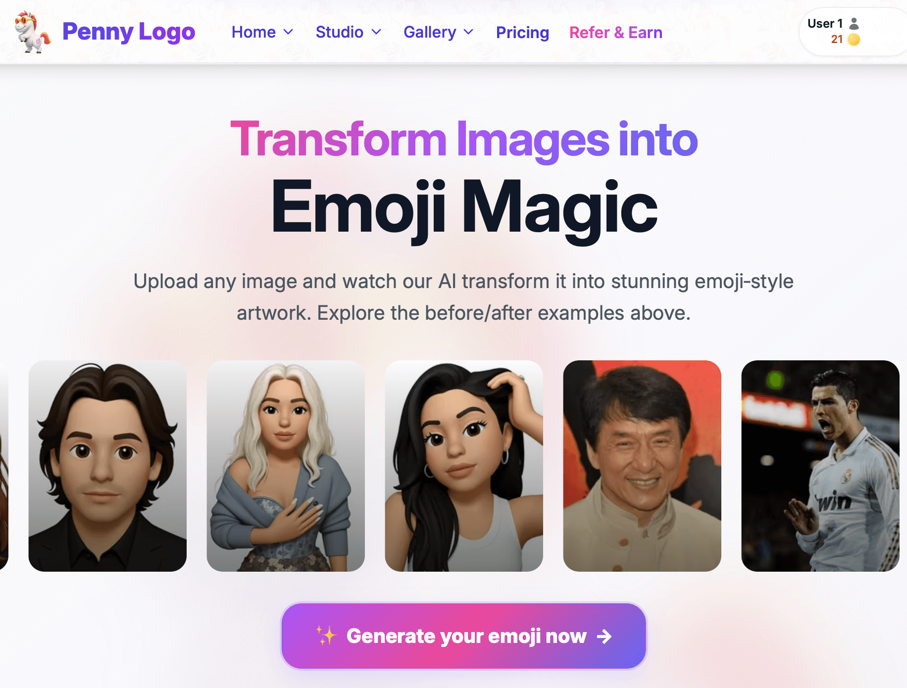 PennyLogo AI Emoji Generator Interface